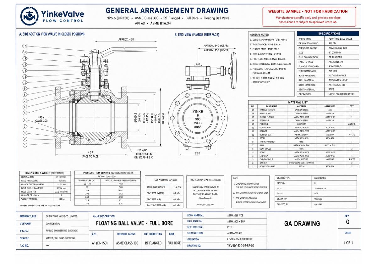 Floating Ball Valve GA Drawing preview