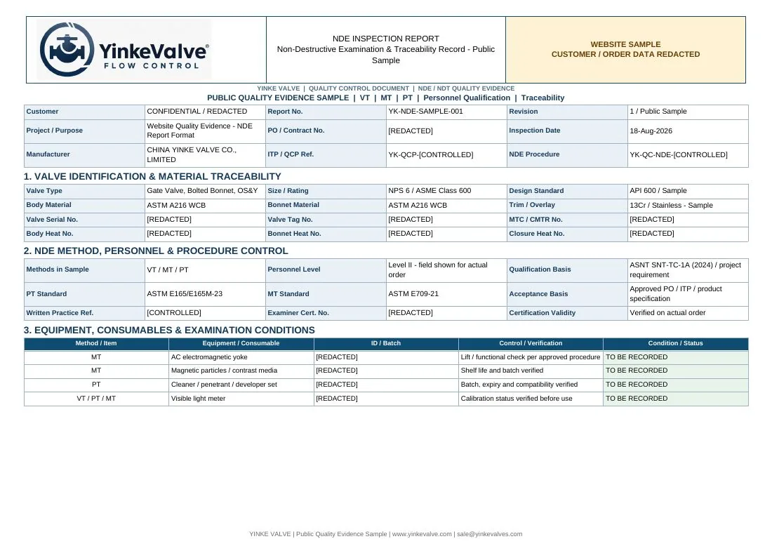 NDE inspection report sample preview